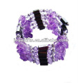 Magnetic Purple Glass Chip Bracelet en perles et collier 36 &quot;